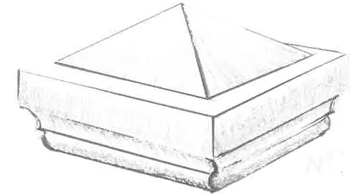 Chapeau de pilier en pierre naturelle avec moulure à doucine et sommet pyramidal